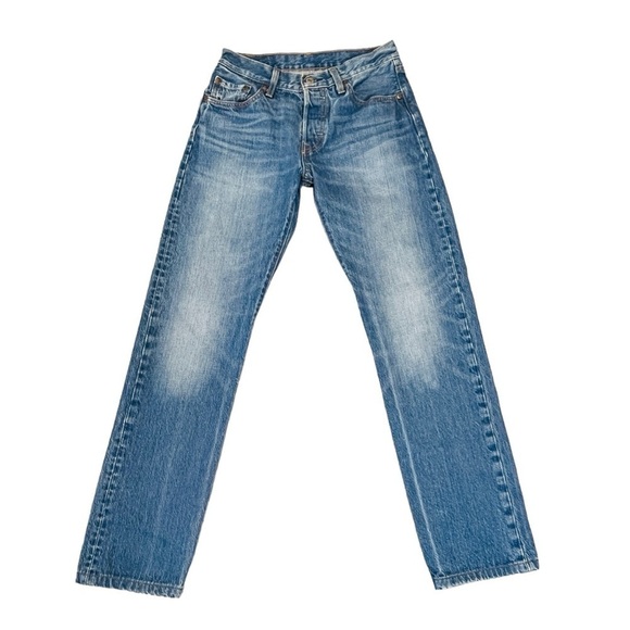 Levi 501 Button Fly Mid Rise Straight Jeans. Blue Whisker Size 25 #803 - Picture 2 of 10